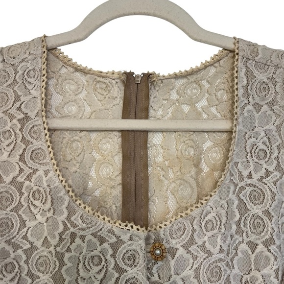 Vintage Western Carmin Lace Fringe Tassel Midi Dress Tan Beige Cowgirl Rodeo - Picture 3 of 7